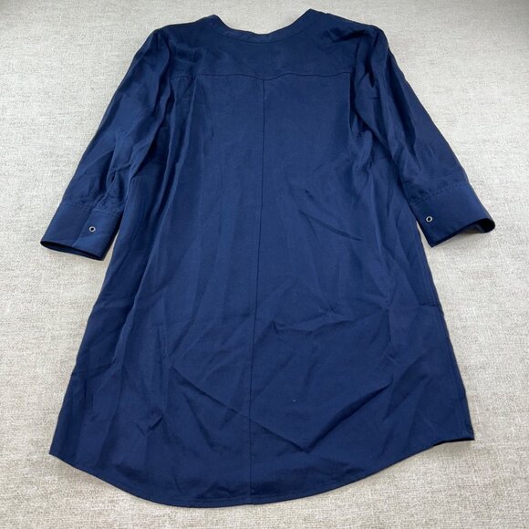 Theory Women's SZ 4 Jullitah Lace-up Telce-twill Mini Dress Navy Blue - Picture 3 of 9